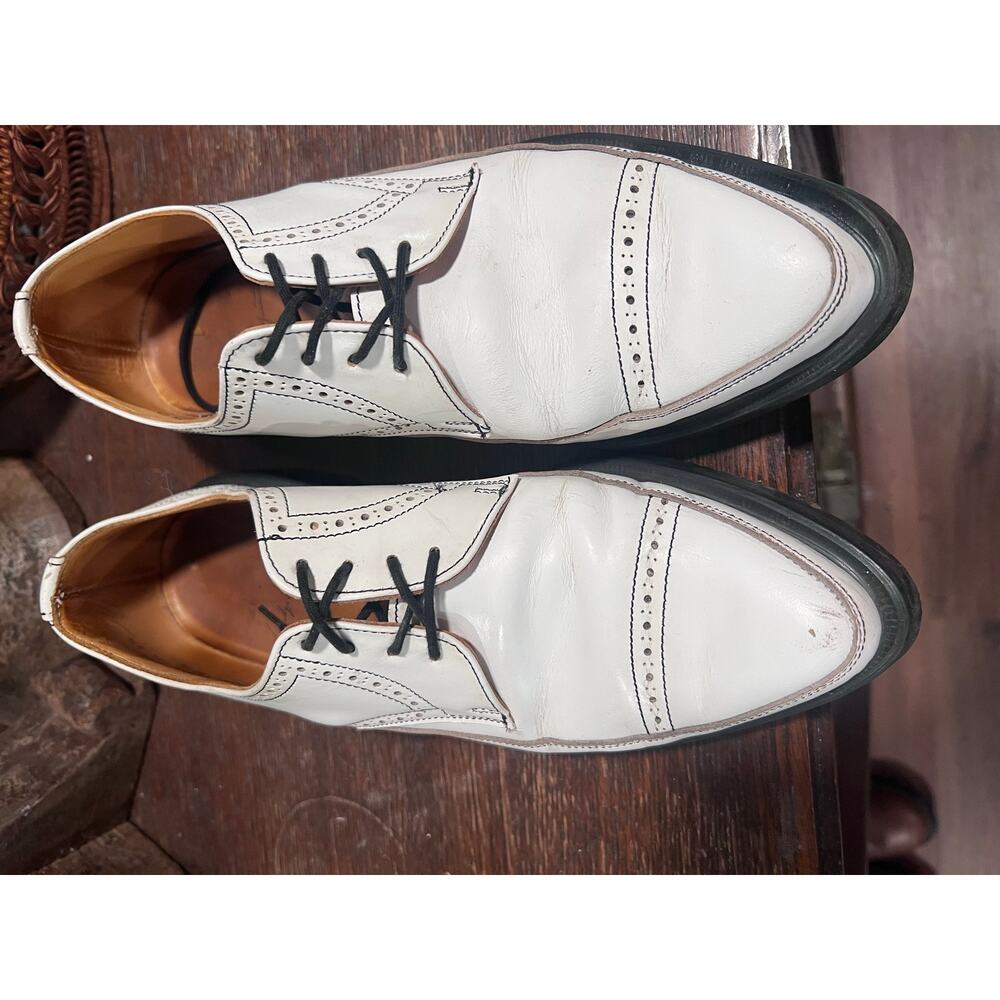 Yohji Yamamoto x George Cox White Leather Brogue Derby Shoes Made in England 8.5 - Picture 4 of 11